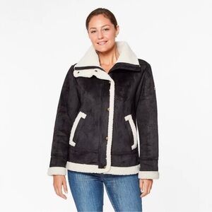 Women's Koolaburra by UGG Shearling Moto Jacket Navy Color